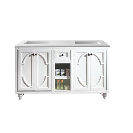 LAVIVA Odyssey, 60, White Cabinet & Matte White VIVA Stone Surface Countertop 313613-60W-MW